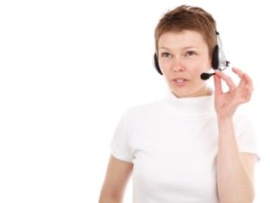 Woman using headset